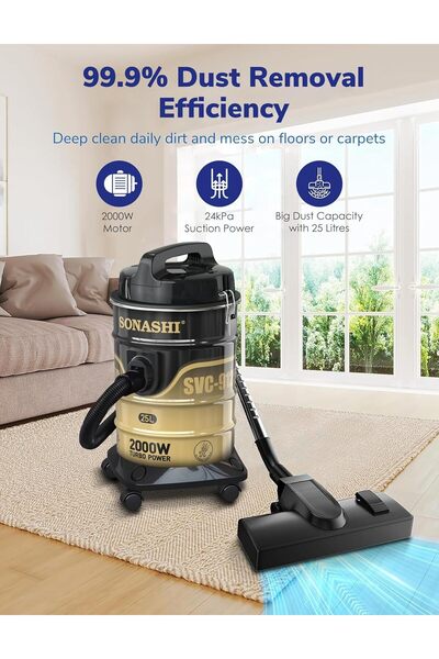 sonashi Drum Vacuum Cleaner with Dust Capacity | Strong Suction with Low Noise | Multi-Stage Filtration with