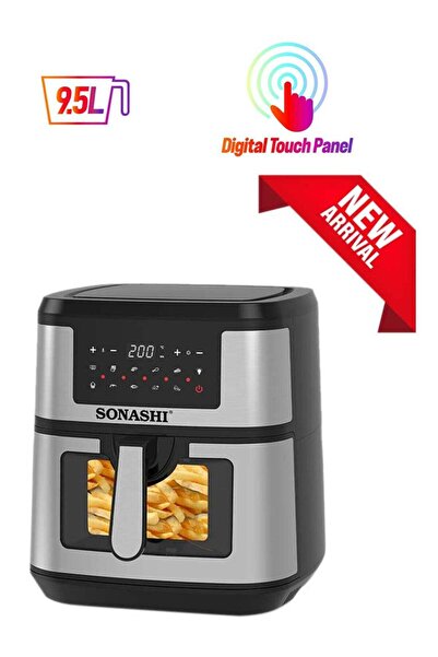 sonashi مقلاة هوائية رقمية سعة 9.5 لتر - شاشة لمس LED، قلي، تحميص، خبز، تحميص...