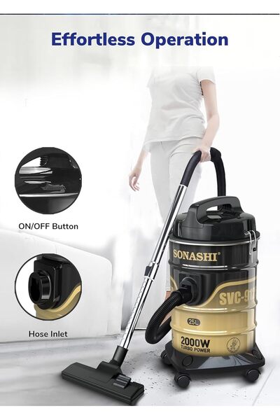 sonashi Drum Vacuum Cleaner with Dust Capacity | Strong Suction with Low Noise | Multi-Stage Filtration with