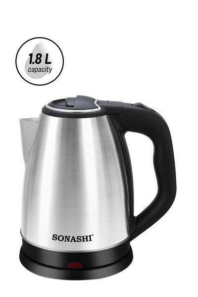 sonashi 1.8L Cordless Kettle - Stainless Steel Kettle with Spray Coating | Concealed Heating Element with Bo