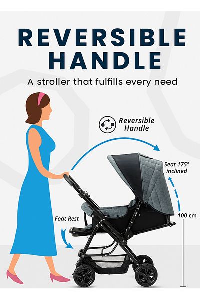 Generic Foldable Baby Stroller – Reversible Handle, Multi-Position Recline, Shock Absorbing Wheels, Extend