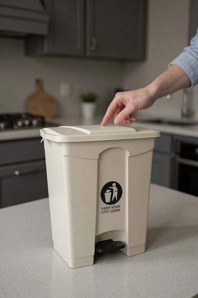 Living Plastic Garbage Bin - 70 Liters - Stylish and Durable Beige Waste Bin for Home and Office