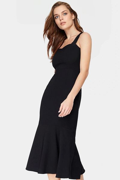 PayBuy Elegant Heart Collar Midi Length Bodycon Dress Woven Fabric Summer High Quality Distinguished Material