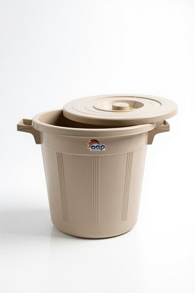 Living 55L Plastic Trash Bin with Lid & Side Handles