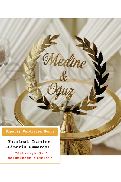 estölye Kişiye Özel Pleksi Söz Nişan Isimlik – Başak Model | Masa Üstü Dekor