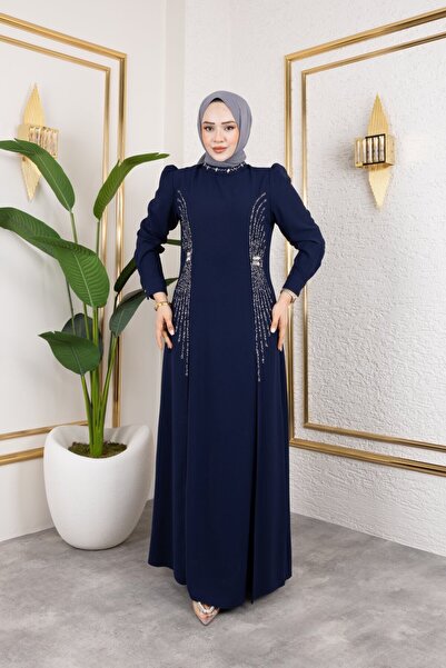 Elif Artar Melek Kristalli Abiye Lacivert