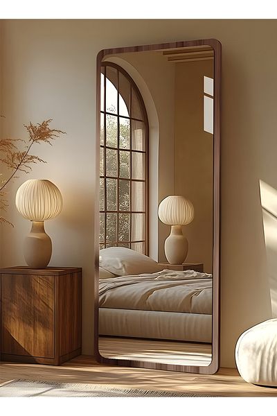 Taimi Extra Large Mirror With Elegant Design 170x70cm-full Length Mirror With Wooden Frame And Back Stand