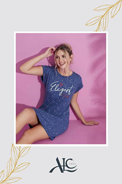 Alcteks Light and Stylish Summer Nightdress |   Short Sleeve, Blue Color & St...