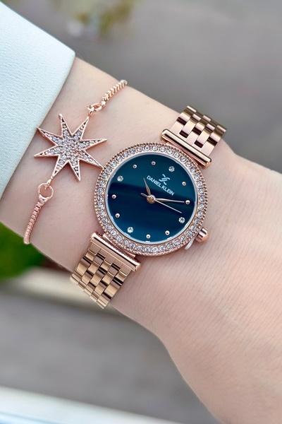 Daniel Klein Kadranı Mavi Kordonu Bronz Renk 2 Yıl Garantili 28 Mm Kadın Kol ...