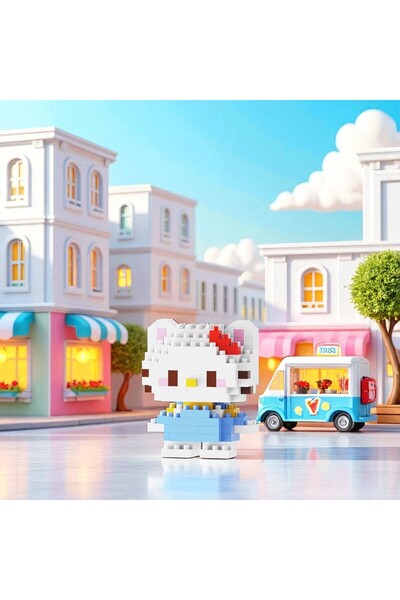 Bricks | Pinkyday | Hello Kitty Blue Edition–Sürpriz Hediyeli Mini Blok Seti – Sunster Company™ (142 Parça)