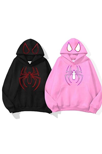 dwnwear Unisex Oversize Hooded Sweatshirt - 3 Thread, 100% Cotton, Lover Combination