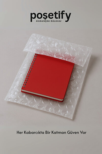 POŞETİFY Kalın Balonlu Kargo Poşeti 14x22x12 cm | 5 Adet | Şeffaf | Yapışkan Bantlı Kargo Zarfı | 155 Gram