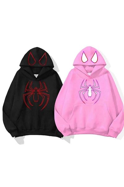 DWN WEAR Φούτερ Unisex Oversize με κουκούλα - 3 κλωστές, 100% βαμβάκι, συνδυασμός Lover