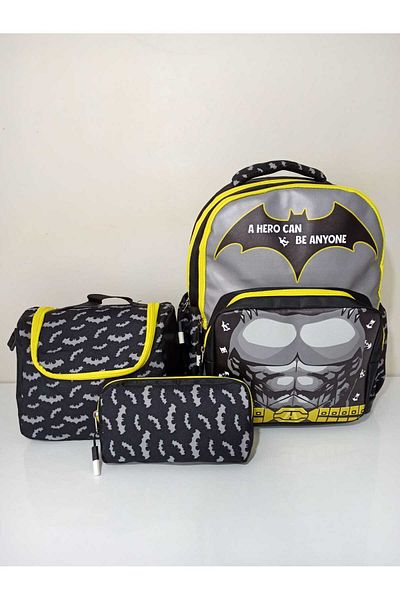 Alanç Gift Rucsac de lux pentru școală primară pentru băiat cu model de liliac, culoare gri, cu suport pentru spate, nutriție și suport pentru stilou