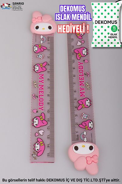 MY MELODY "Dekomus Wet Wipes Gifted" Licensed "Single" Ruler 15 cm