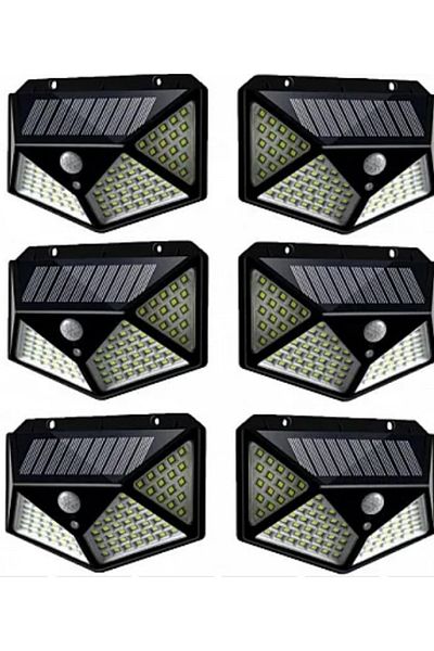 divendi-ro Set of 6 ULTRA 100 LED Solar Lamps with Motion Sensor and 3 Light Modes