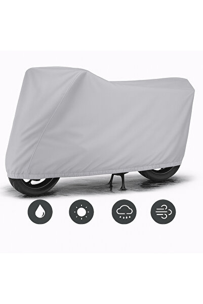 Moonrider Gri Su Geçirmez Premium Motosiklet Branda 400cc Altı Motorlar Için Alttan Lastikli Motorsiklet Çadır