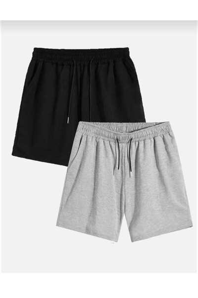 dwnwear Set of 2 Summer Cotton Women's Black & Gray Shorts