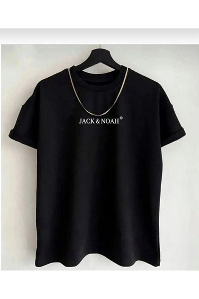 ALİ.COM ΜΑΥΡΟ Oversize Jack&noah εμπριμέ μπλουζάκι