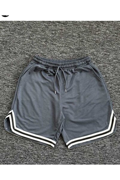 dwnwear Καλοκαιρινό σορτς με γκρι ρίγες και ελαστική μέση