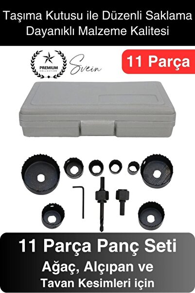 11 Piece Punch Set Wood Cutting Saw Drill Bit Set Drywall Ceiling Plasterboard Allen Key