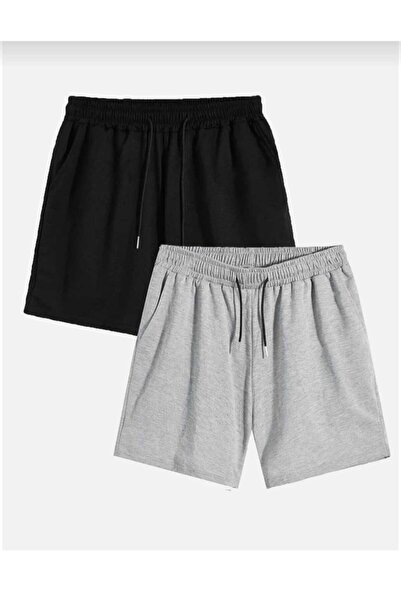 dwnwear Set of 2 Summer Cotton Women's Black & Gray Shorts