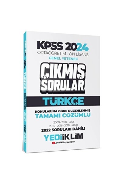 Yediiklim Yayınları KPSS 2024 Ortaöğretim Ön Lisans Türkçe Konularına Göre Çıkmış Sorular