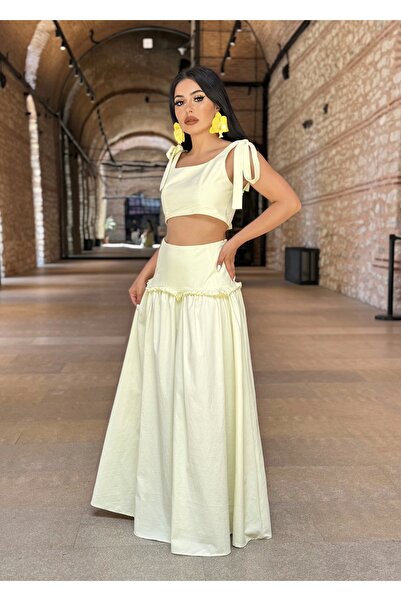 moneta boutique Women's Shoulder Bow Poplin Double Suit