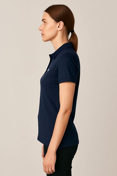 comstar Tricou de vară cu mânecă scurtă pentru femei, albastru bleumarin, cu gât polo