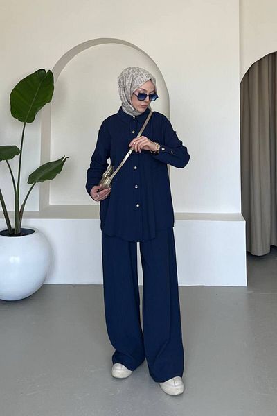 comstar طقم قميص تونيك نسائي فضفاض واسع الساق من Palazzo Pants Hijab