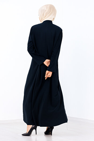 HESNA Μπλε Navy με φερμουάρ Plus Size Κομψό Ferace