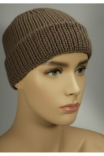 beuivo Adult Unisex Winter Cotton Hand Knitted Premium Basic Brown Beanie