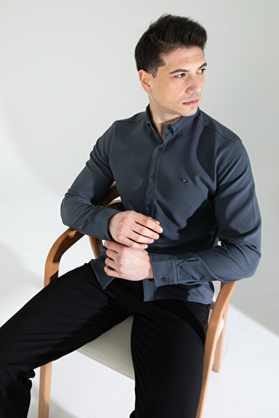 Artı1 Slim Fit Long Sleeve Easy-Iron Sweat-Absorbing Breathable Texture Four Seasons Men's Shirt