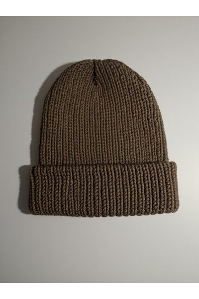 beuivo Adult Unisex Winter Cotton Hand Knitted Premium Basic Brown Beanie