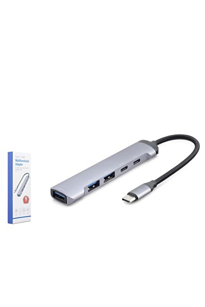 HADRON HDX7041 Type-C 3.0 Hub PD 100W 5 Port 5 Gbps Gri