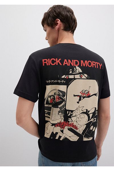 Mavi Rick and Morty Printed Black T-Shirt Loose Fit / Loose Relaxed Fit 0612922-900