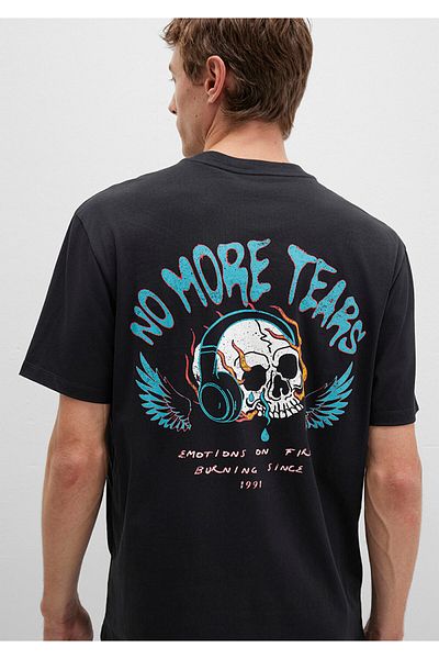 Mavi Μαύρο μπλουζάκι με στάμπα Skull Loose Fit / Loose Relaxed Fit 0612842-900