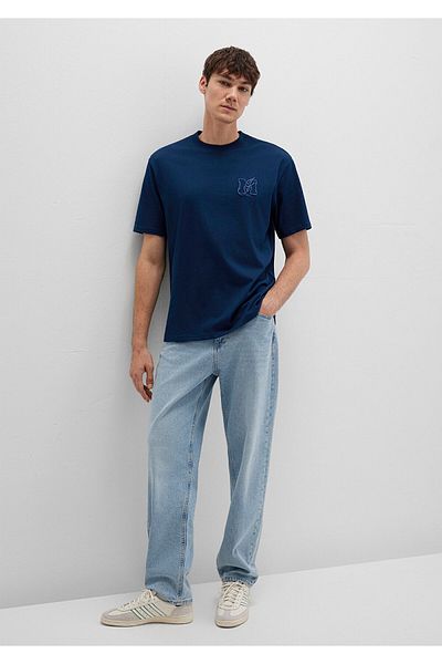 Mavi MJ εμπριμέ μπλουζάκι μπλε ναυτικό Loose Fit / Loose Relaxed Fit 0612885-89353