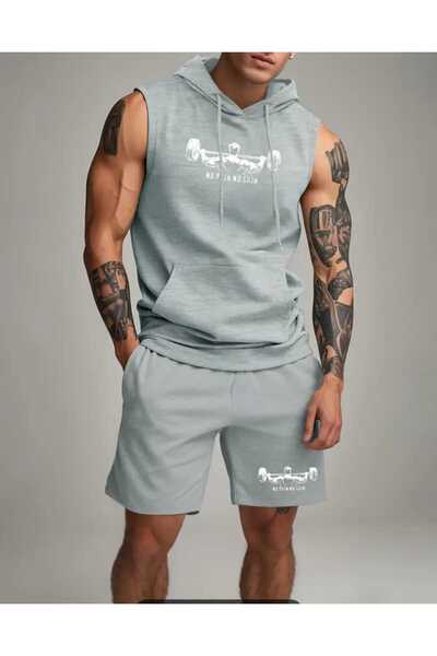 Lerix mod Set sport de vară pentru bărbați, hanorac cu buzunar cangur, cu dou...