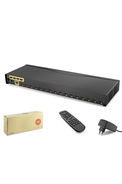 HDX1379 HDMI KVM Switch 2 USB Hub 2 Console Kumandalı 16 HDMI Port Siyah