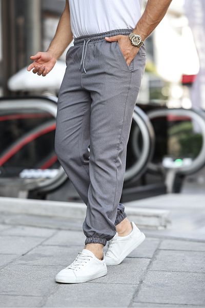comstar Ανδρικό παντελόνι Jogger με ελαστική μέση Basic Skinny σε γκρι χρώμα