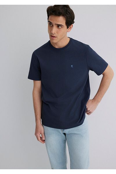 Mavi Λογότυπο Seal Κέντημα Λεπτομερές μπλουζάκι Navy Blue Regular Fit / Normal Cut 0612736-82183