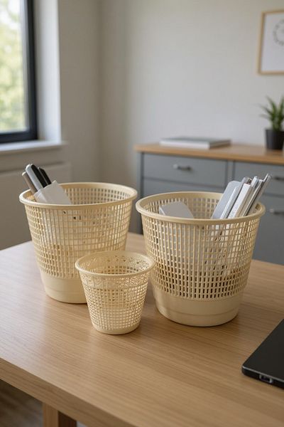 Living 3-Piece Plastic Waste Bin Set – Large, Medium & Small Trash Bins for Home
