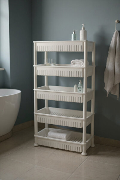 Living رف بلاستيكي متعدد الاستخدامات بخمس طبقات للمطبخ والحمام وغرفة الأطفال ...