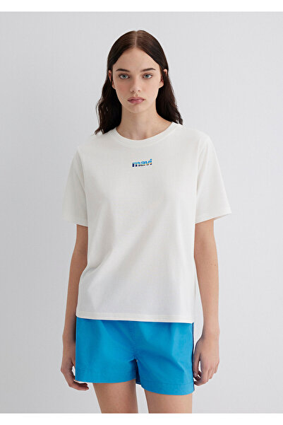 Mavi Logo Printed White T-Shirt Regular Fit 1613437-70057