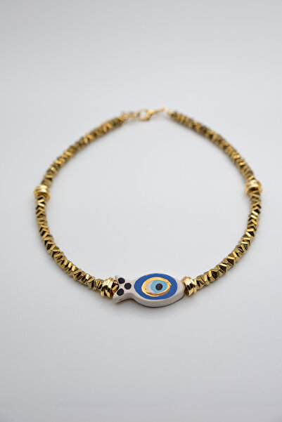 Limosse Jewelry Talis Hematit Taşlı Balık Figürlü Seramik Charm Kolye