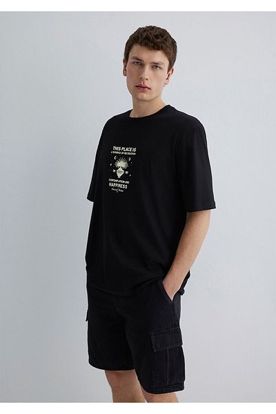 Mavi This Place Is Printed Μαύρο T-Shirt Relaxed Fit / Relaxed Cut 0612670-900