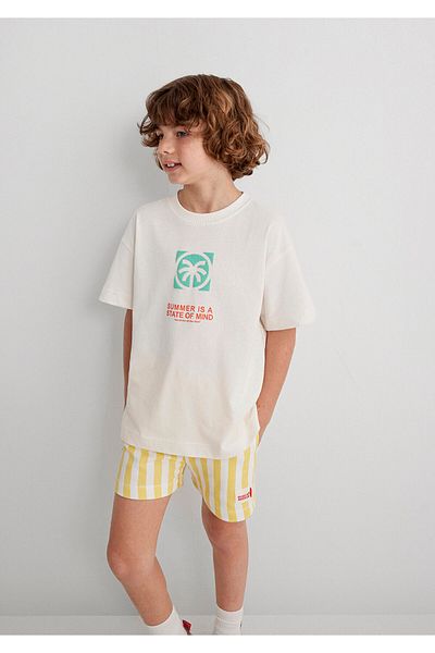Mavi Μπλουζάκι εκρού με στάμπα Palm Oversize / Wide Cut 6610328-70057
