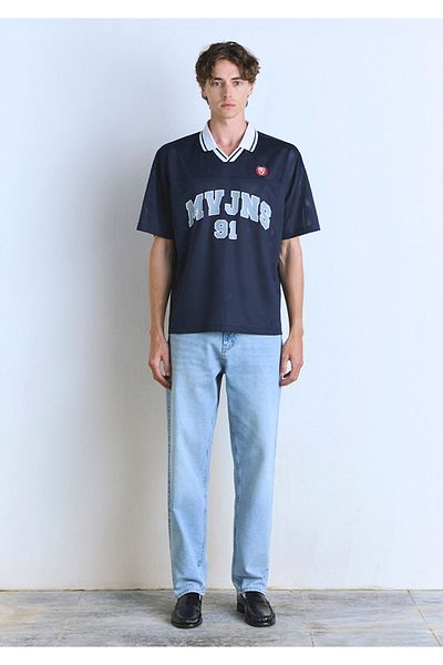 Mavi Mvjns 91 Printed Navy Blue Jersey T-Shirt Loose Fit / Loose Relaxed Cut 0612778-70487