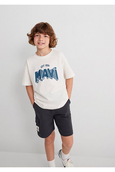 Mavi Τυπωμένο T-Shirt Ecru Oversize / Wide Cut 6610339 -70057